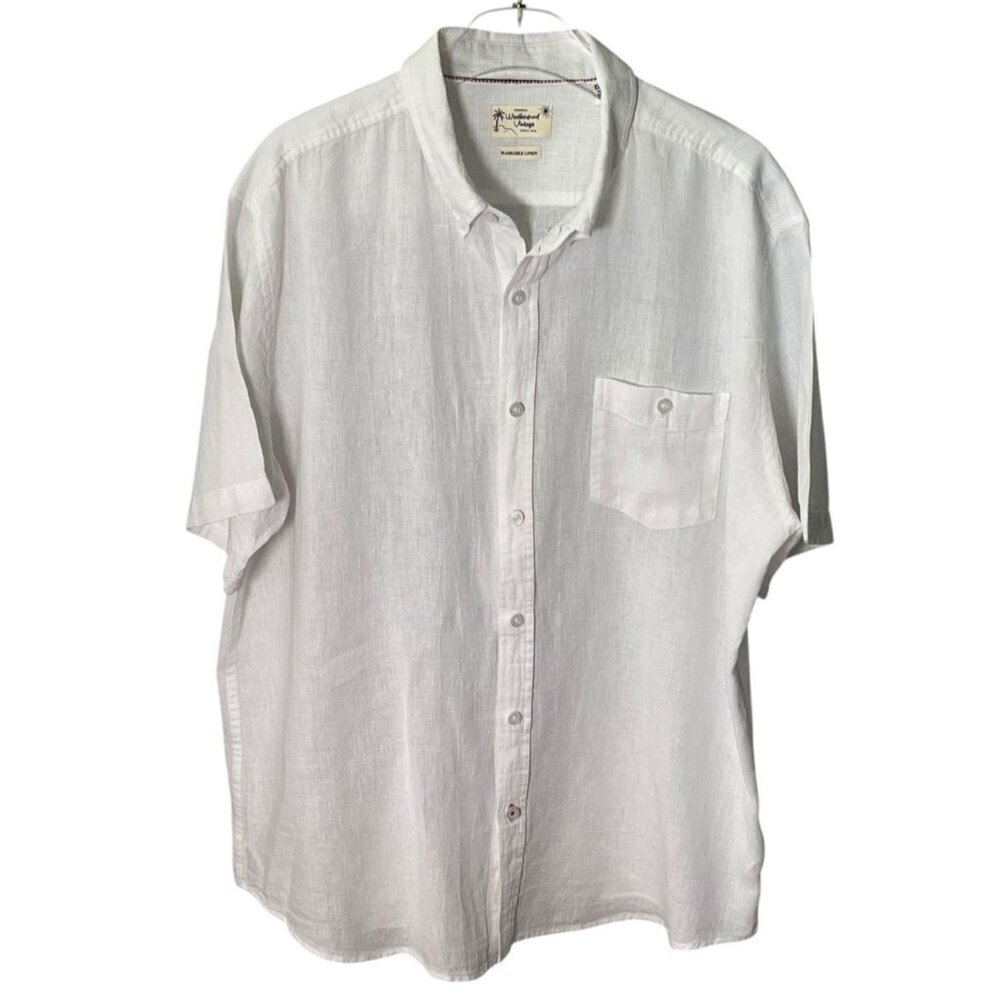 Weatherproof Vintage Men’s Linen Cotton Camp Shirt – Size XXL – White